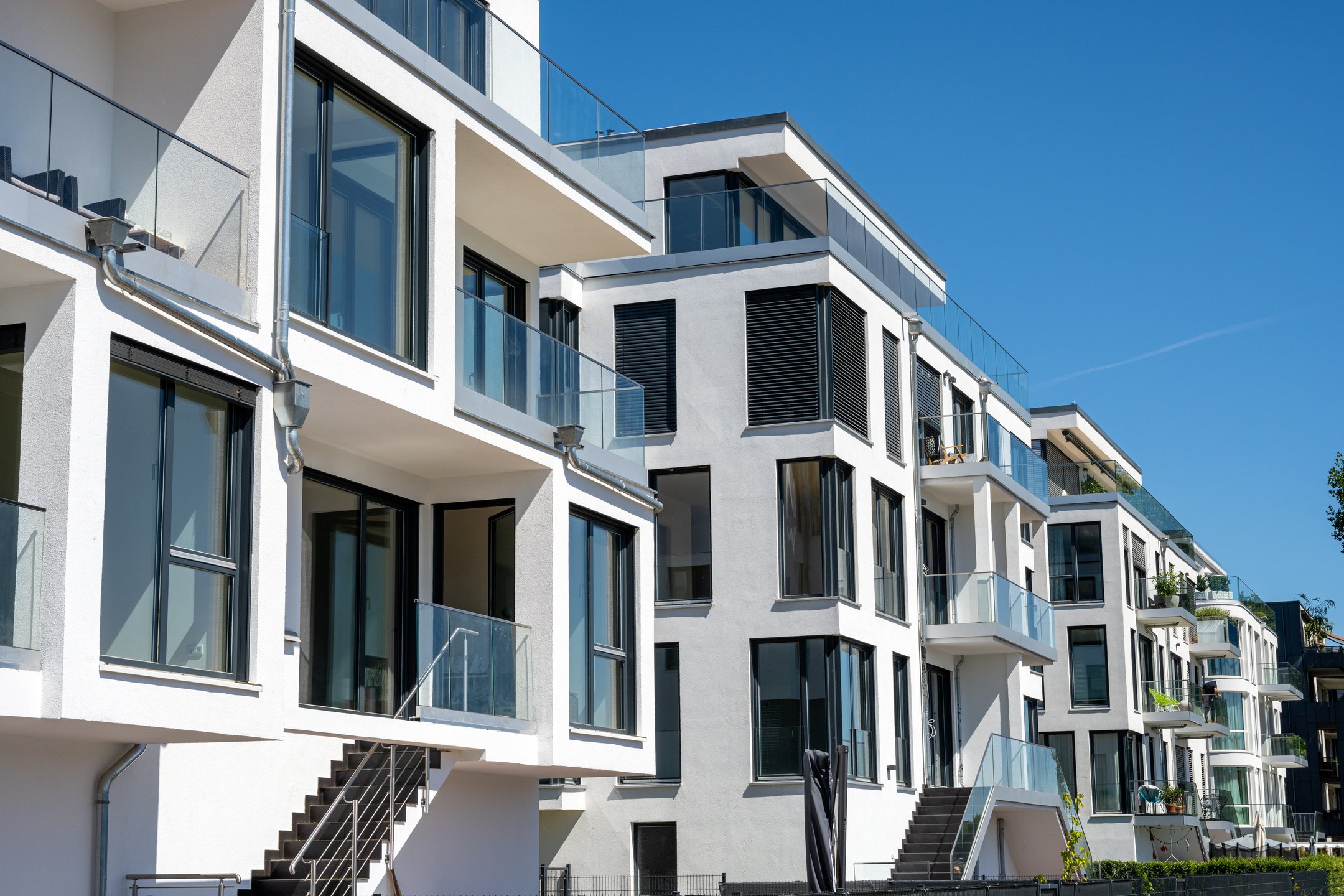 Modern white townhouses